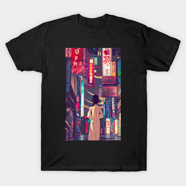 Cyberpunk girl, anime style T-Shirt by Ravenglow